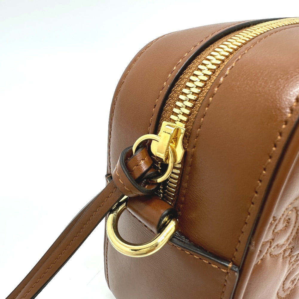 GUCCI – GG Matelassé Double G Shoulder Bag – Small – Brown Leather – 100% Authentic Previously Owned – Pristine / Unused Condition