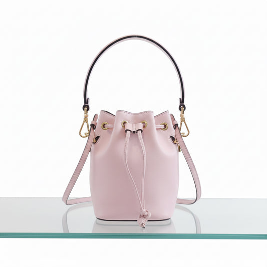 Fendi Mini Mon Tresor Calf Leather Bucket Bag Peonia Pink / Gold – Great Condition Pre-Owned | L’LUXE Authentic’s