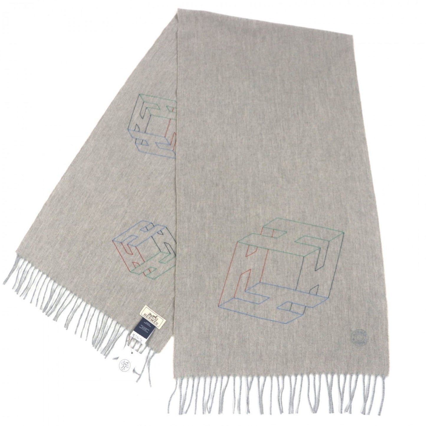 HERMÈS – H Perpetual Scarf – 100% Cashmere Gray – 100% Authentic ✨Pre-Owned Unused / Pristine Condition ~28% Off MSRP