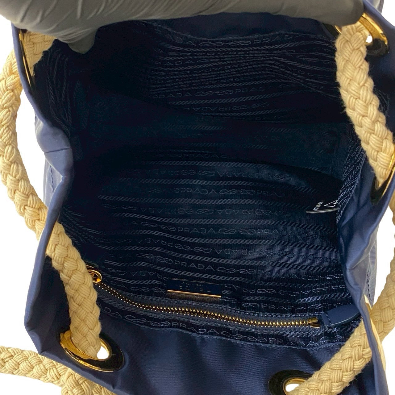 PRADA – Shoulder Bag – Triangle Logo Metal – Navy –nylon & Leather