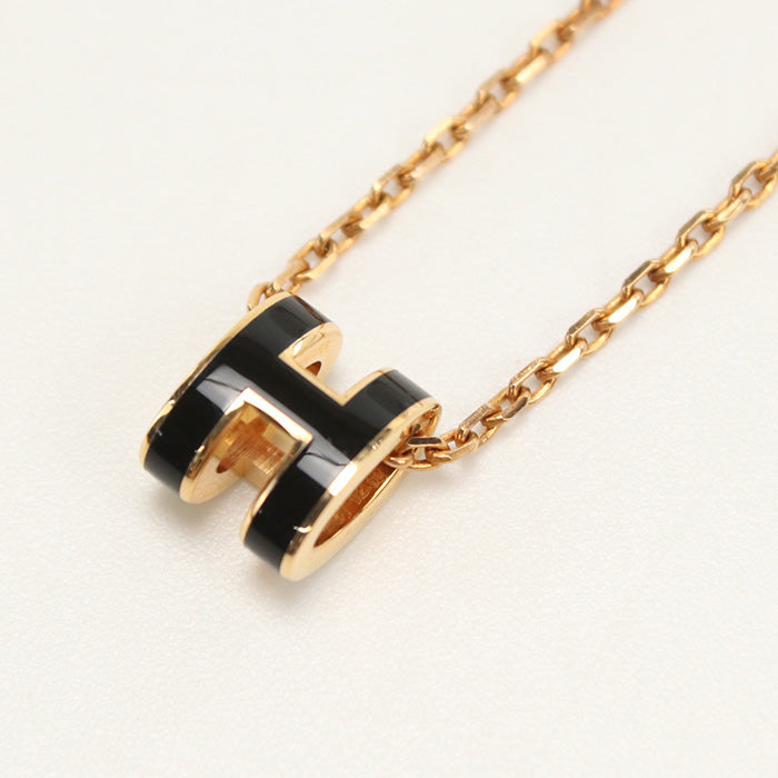 Hermès– Mini Pop H Necklace  – Black Enamel, Gold Plated –