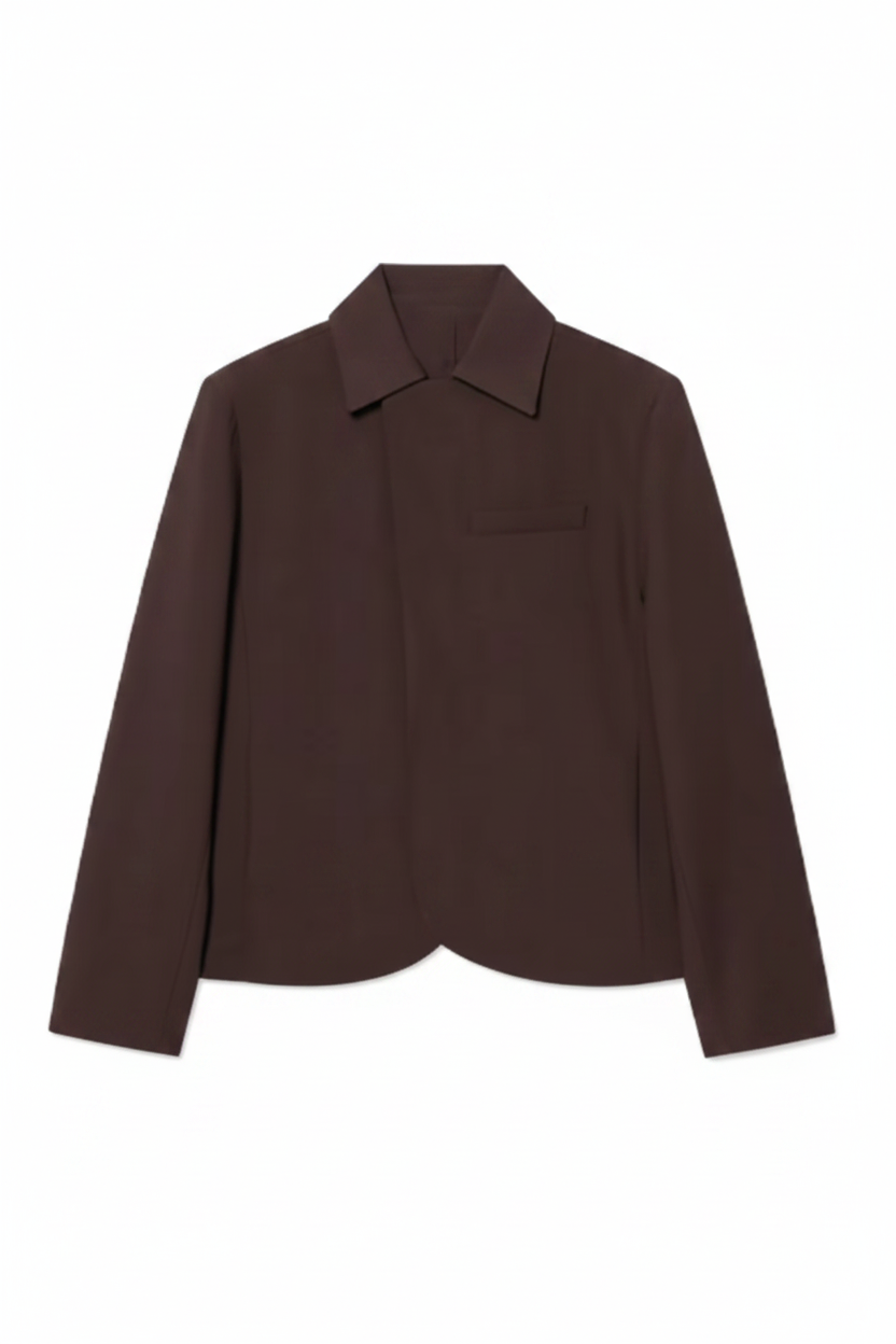 Brown Cropped Blazer & Bermuda Pants Set – Elegant Casual Two-Piece Suit
