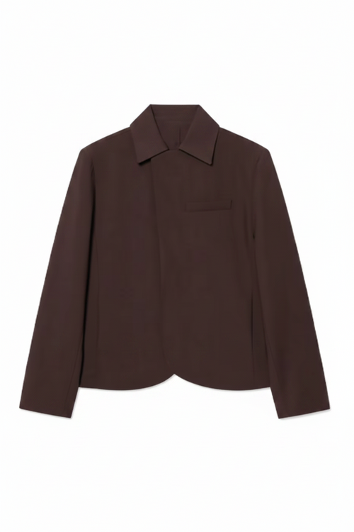 Brown Cropped Blazer & Bermuda Pants Set – Elegant Casual Two-Piece Suit