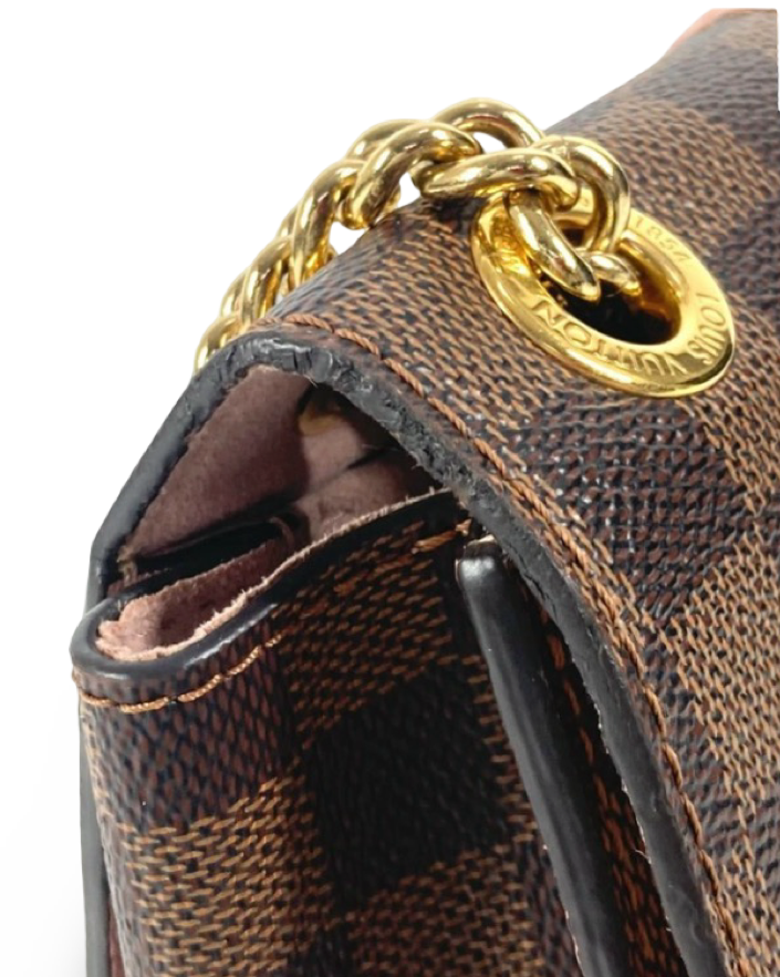 LOUIS VUITTON Damier White W Chain Shoulder Bag in Pink & Brown Damier Canvas –Authentic Previously Owned