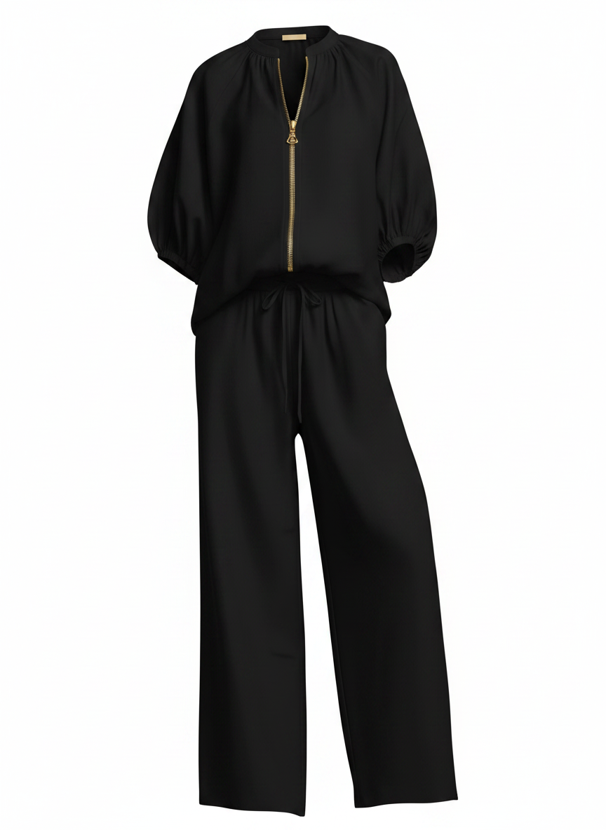 Solid Wide-Leg 2-Piece Pant Set