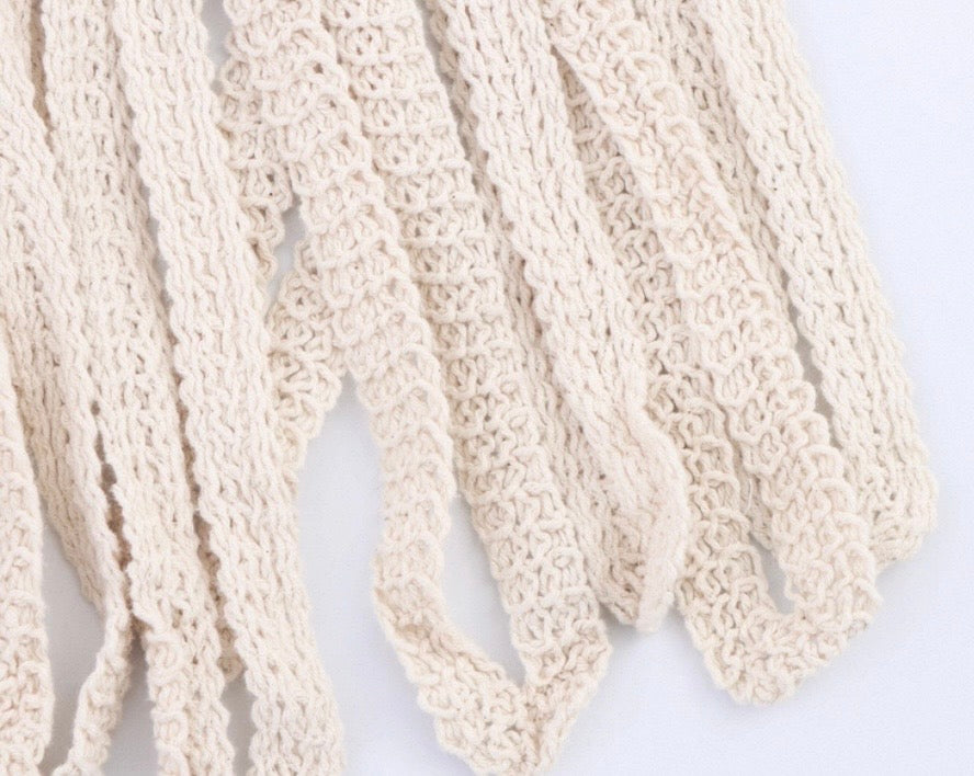 Off-White Embroidered Crochet Fringe Maxi Skirt