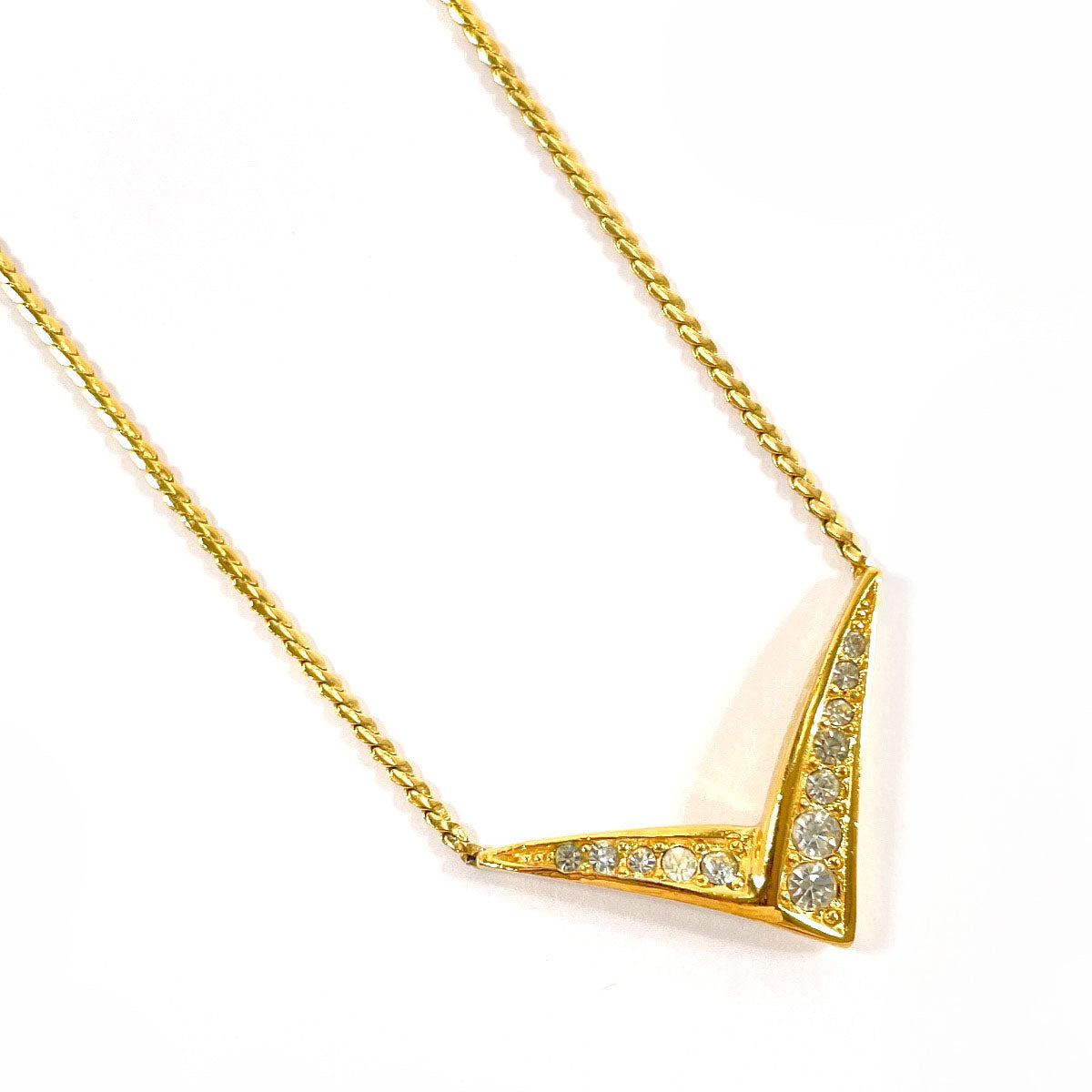 Christian Dior            Vintage V-Shaped Pendant Necklace