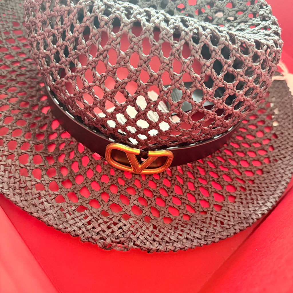 Valentino Garavani Crochet VLogo Fedora Previously owned Authentic
