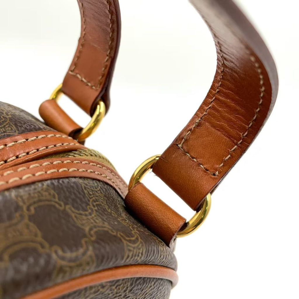 Celine Macadam Pattern Handbag Brown Beige PVC Leather Trim — Previously Owned Good Condition | L’LUXE Authentics