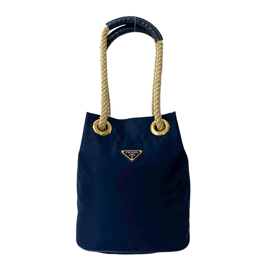 PRADA – Shoulder Bag – Triangle Logo Metal – Navy –nylon & Leather