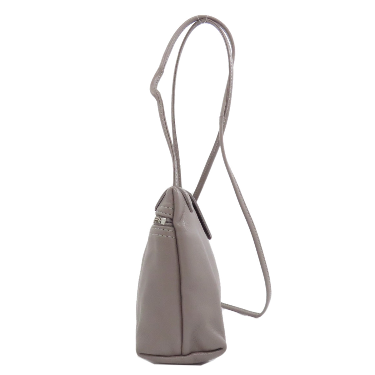 Longchamp Classic Leather Logo Line Leather Gray –