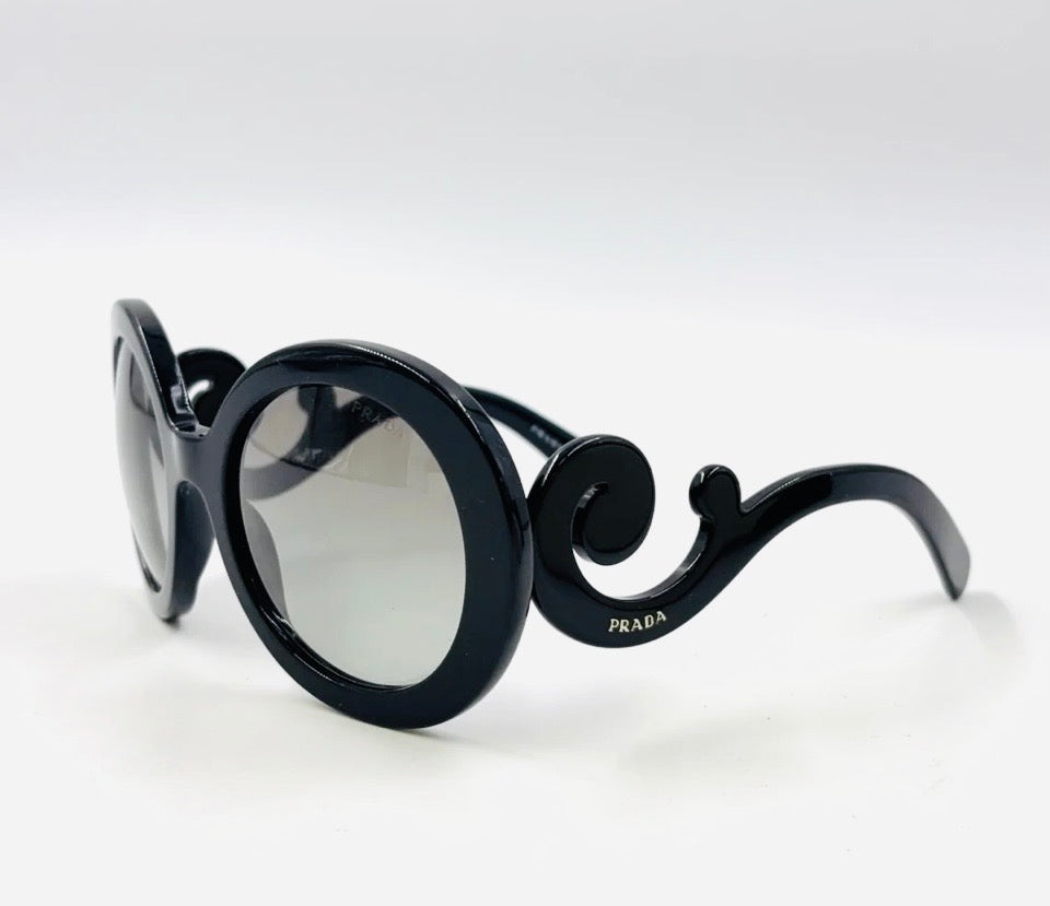 Prada Minimal Baroque Sunglasses Black Plastic Previously Owned Authentic