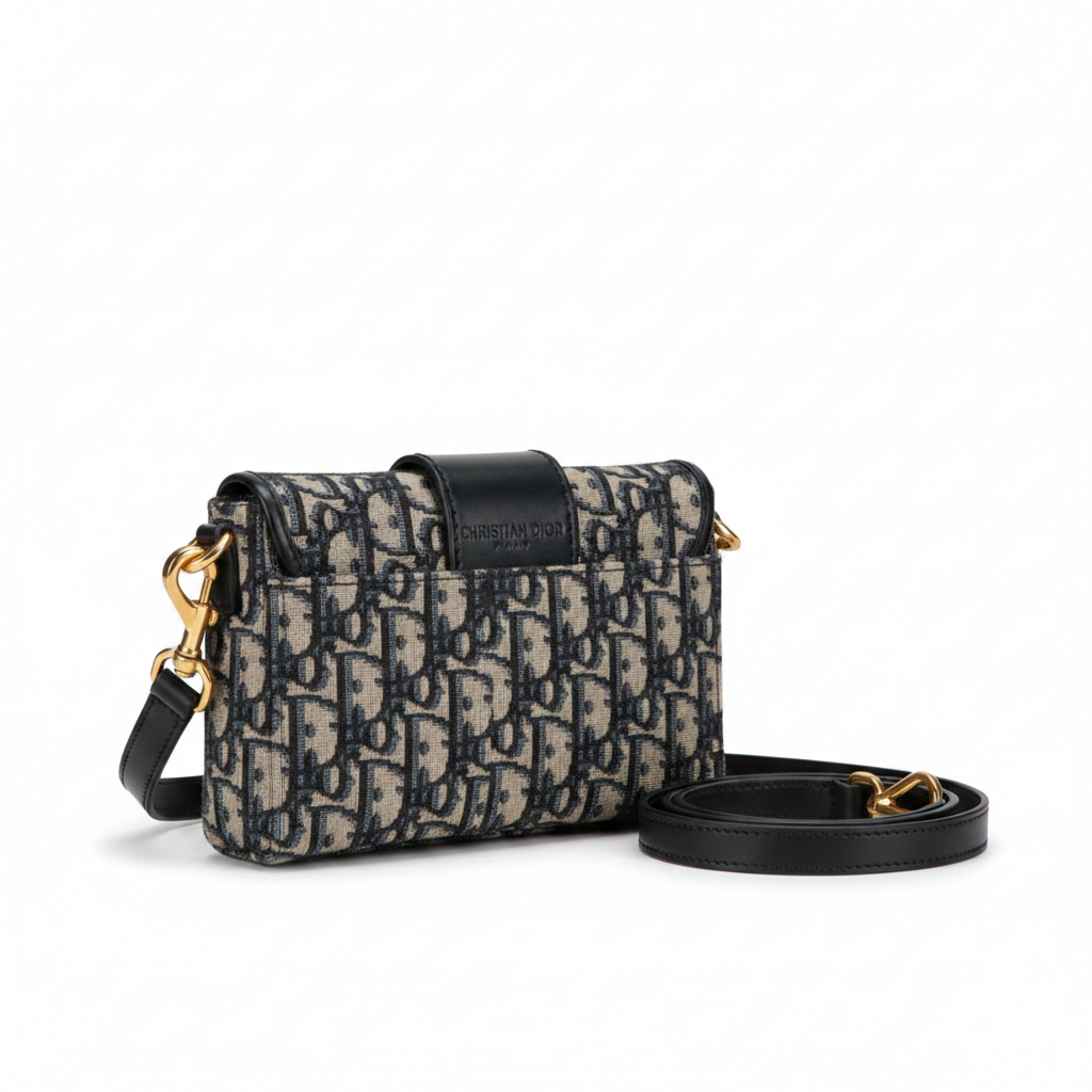 Christian Dior 30 Montaigne Oblique Jacquard Crossbody Shoulder Bag Navy Beige Authentic– Previously Owned