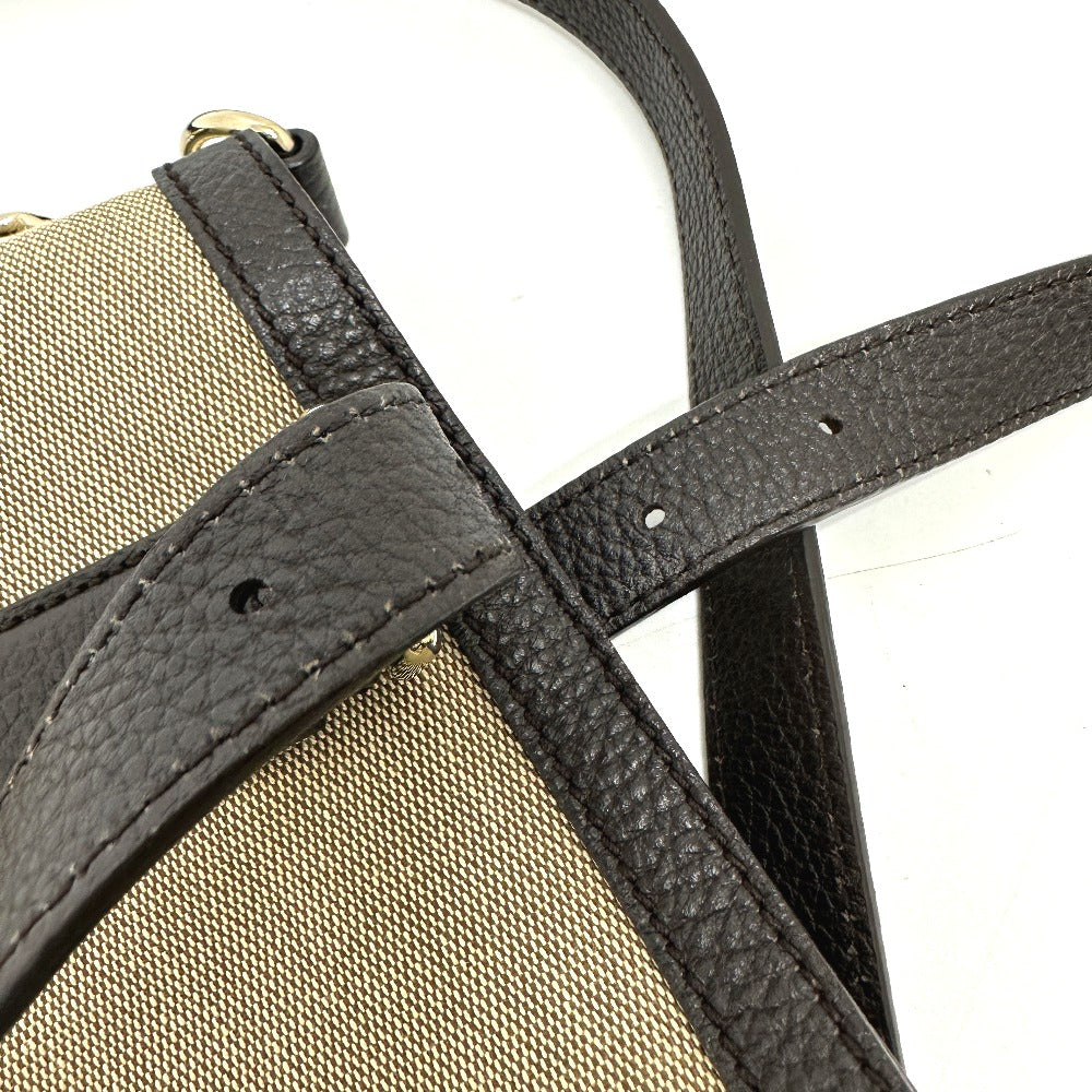 GUCCI – GG Logo 2-Way Tote Bag – Beige Canvas &amp; Leather with Shoulder Strap – 100% Authentic ✨Previously Owned Excellent Condition ~50% Off MSRP