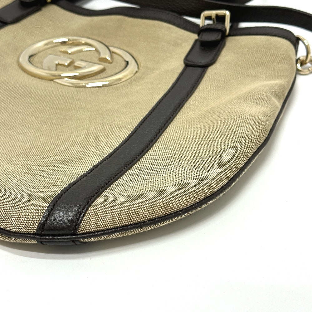 GUCCI – GG Logo 2-Way Tote Bag – Beige Canvas &amp; Leather with Shoulder Strap – 100% Authentic ✨Previously Owned Excellent Condition ~50% Off MSRP