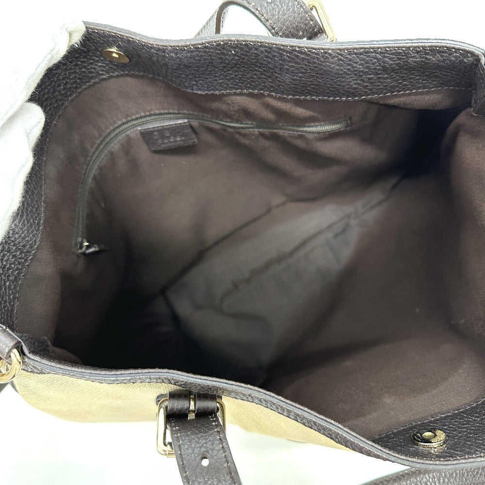 GUCCI – GG Logo 2-Way Tote Bag – Beige Canvas &amp; Leather with Shoulder Strap – 100% Authentic ✨Previously Owned Excellent Condition ~50% Off MSRP