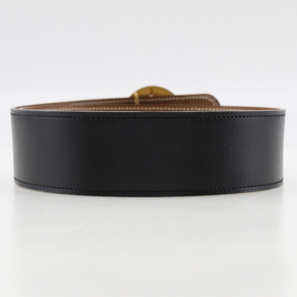 HERMÈS Boxcalf & Courchevel Belt with Horse Medallion Buckle