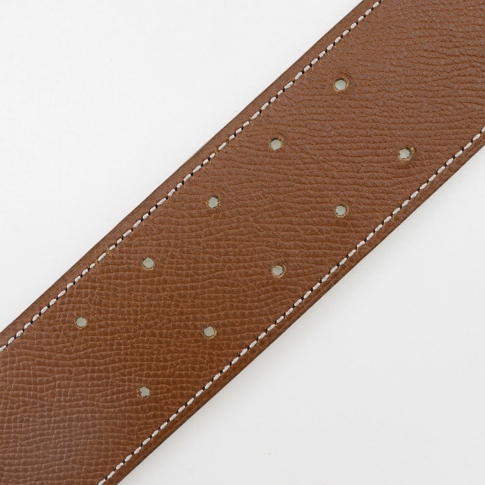 HERMÈS Boxcalf & Courchevel Belt with Horse Medallion Buckle