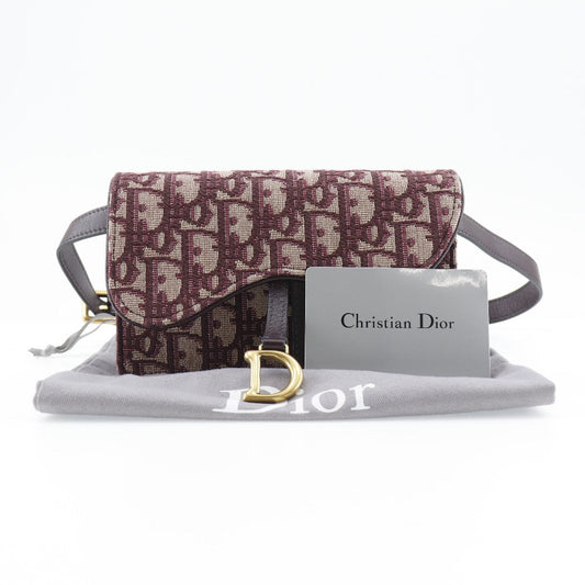 Christian Dior Waist bag canvas Bordeaux 2-way clutch Trotter saddle