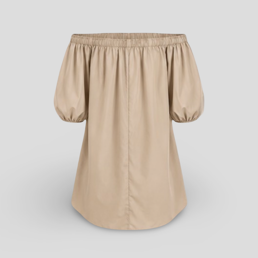 French Chic Off-the-Shoulder Cotton Blend Puff Sleeve Mini Dress