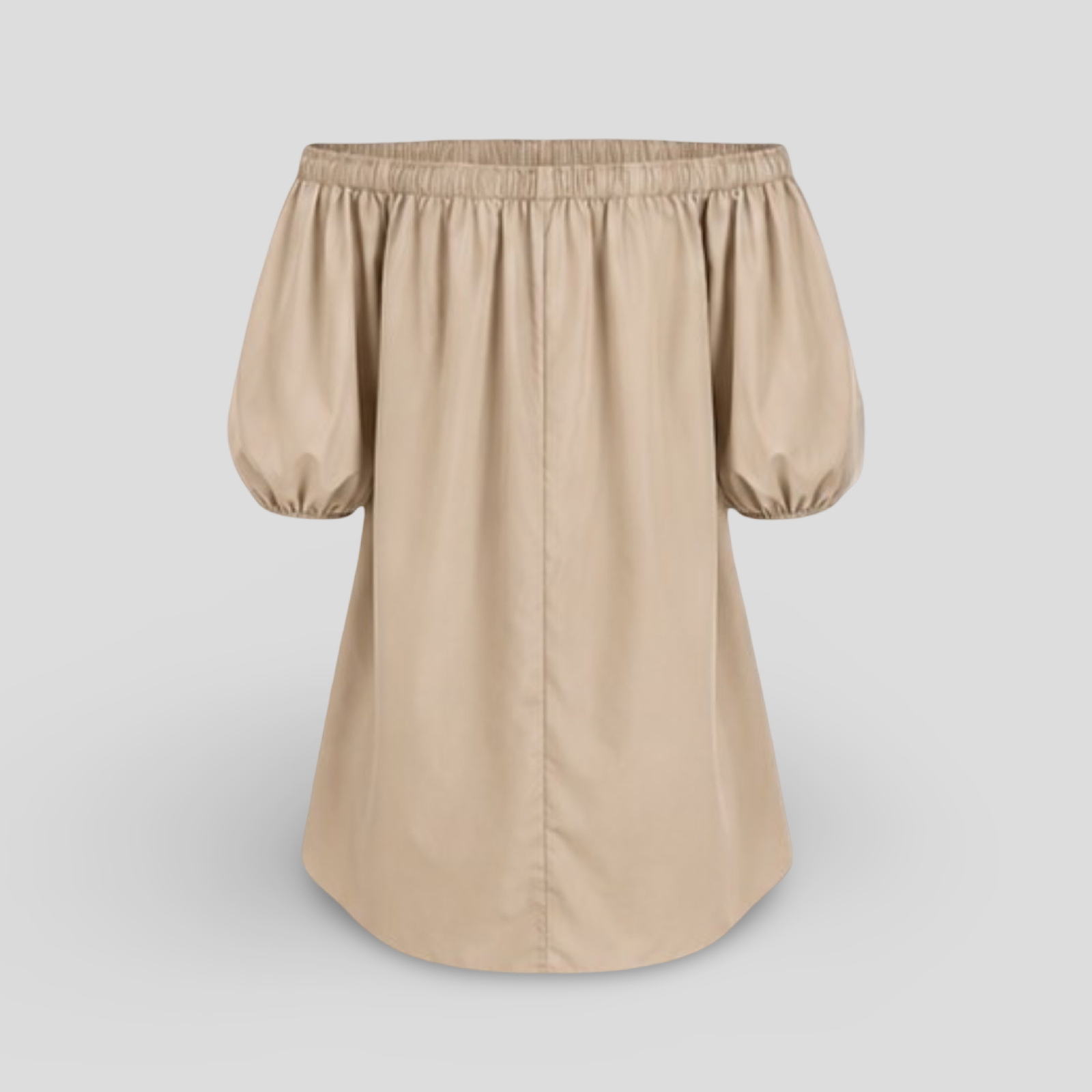 French Chic Off-the-Shoulder Cotton Blend Puff Sleeve Mini Dress