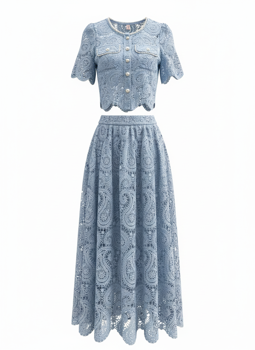 Pearl Lace top & skirt Set | Curve| L’LUXE Matching Sets