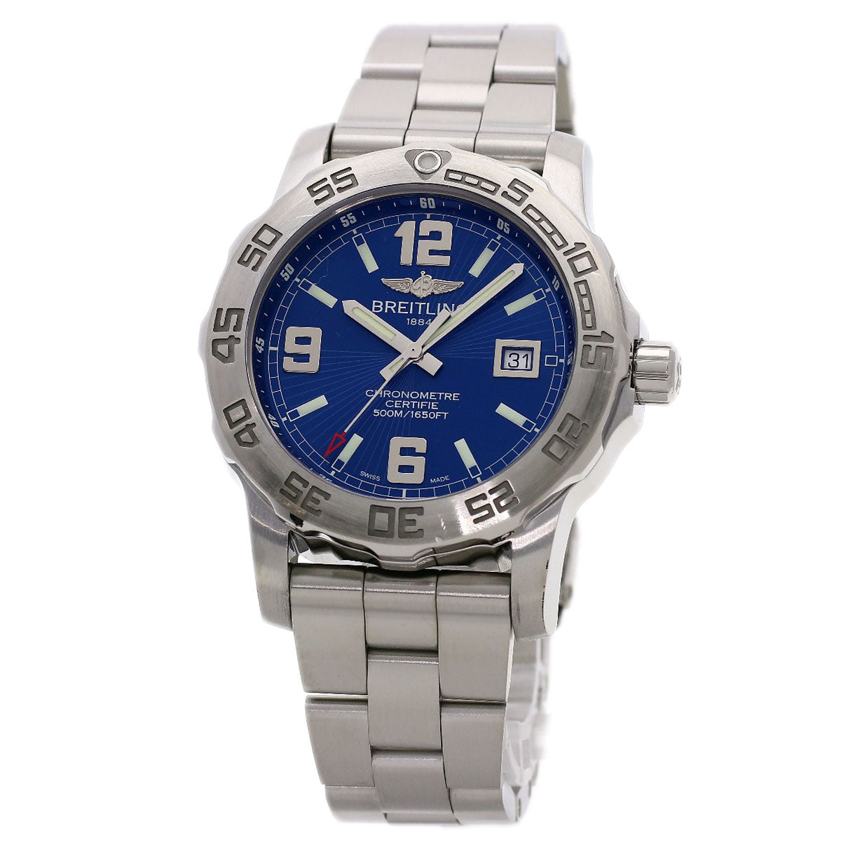 BREITLING – Colt 44 Quartz Watch – Stainless Steel Blue Dial – 100% Authentic ✨ Very Good Pre-Owned Condition ~ 31% off MSRP