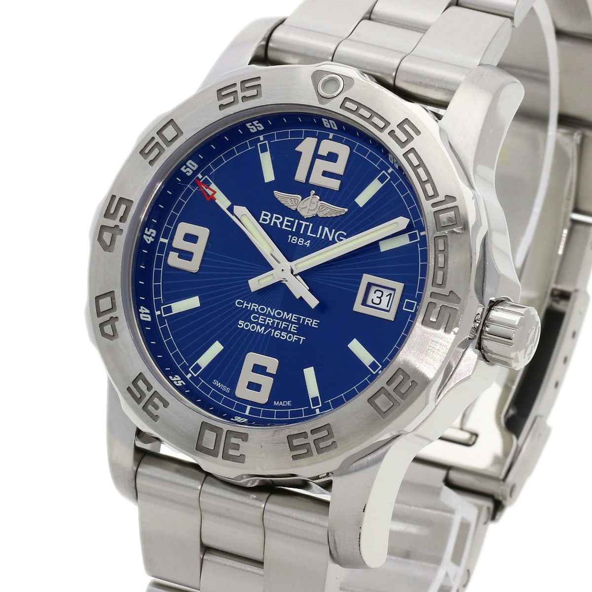 BREITLING – Colt 44 Quartz Watch – Stainless Steel Blue Dial – 100% Authentic ✨ Very Good Pre-Owned Condition ~ 31% off MSRP