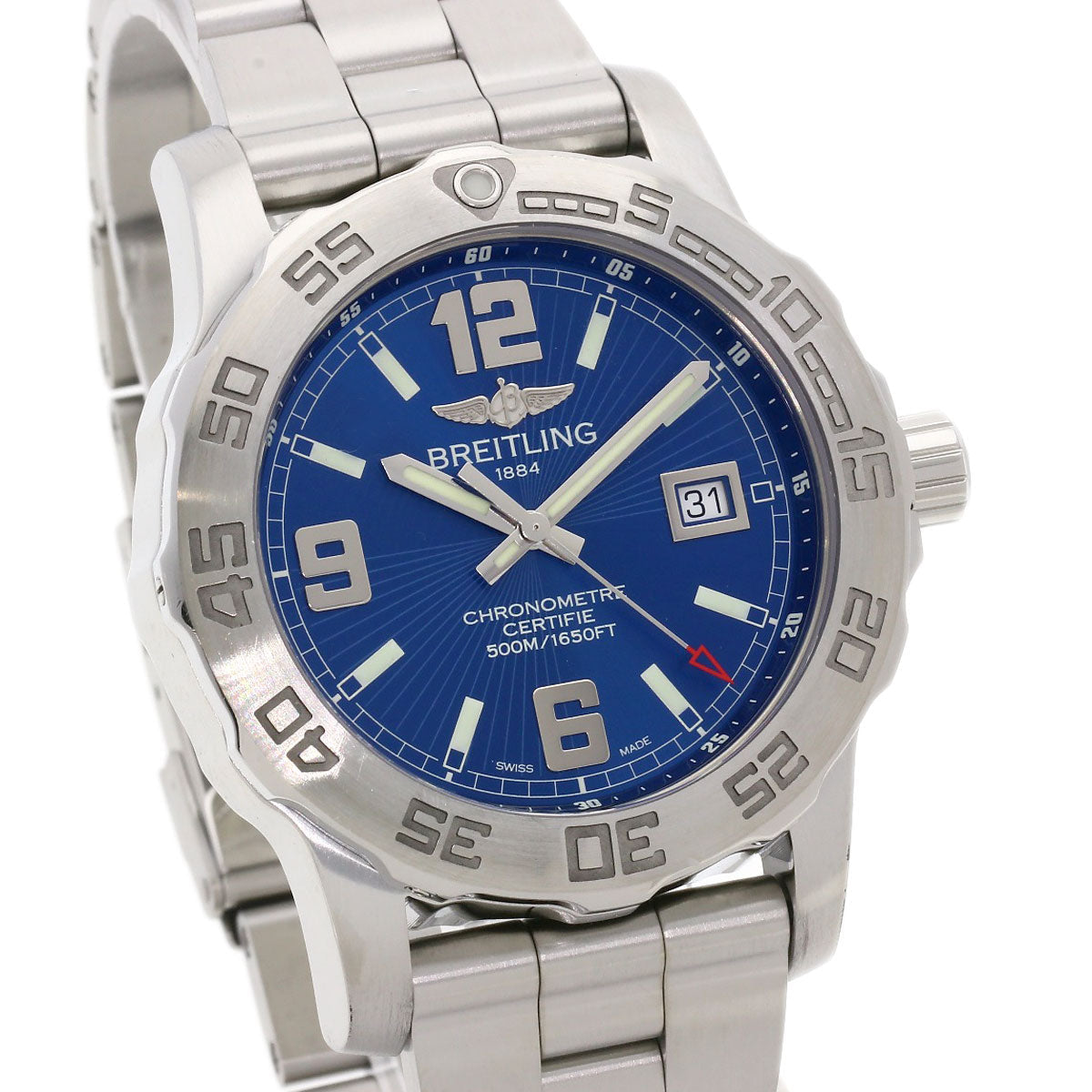 BREITLING – Colt 44 Quartz Watch – Stainless Steel Blue Dial – 100% Authentic ✨ Very Good Pre-Owned Condition ~ 31% off MSRP