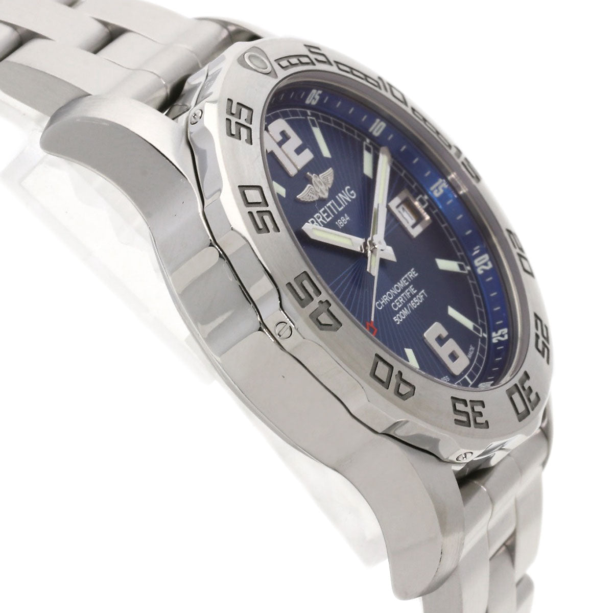 BREITLING – Colt 44 Quartz Watch – Stainless Steel Blue Dial – 100% Authentic ✨ Very Good Pre-Owned Condition ~ 31% off MSRP