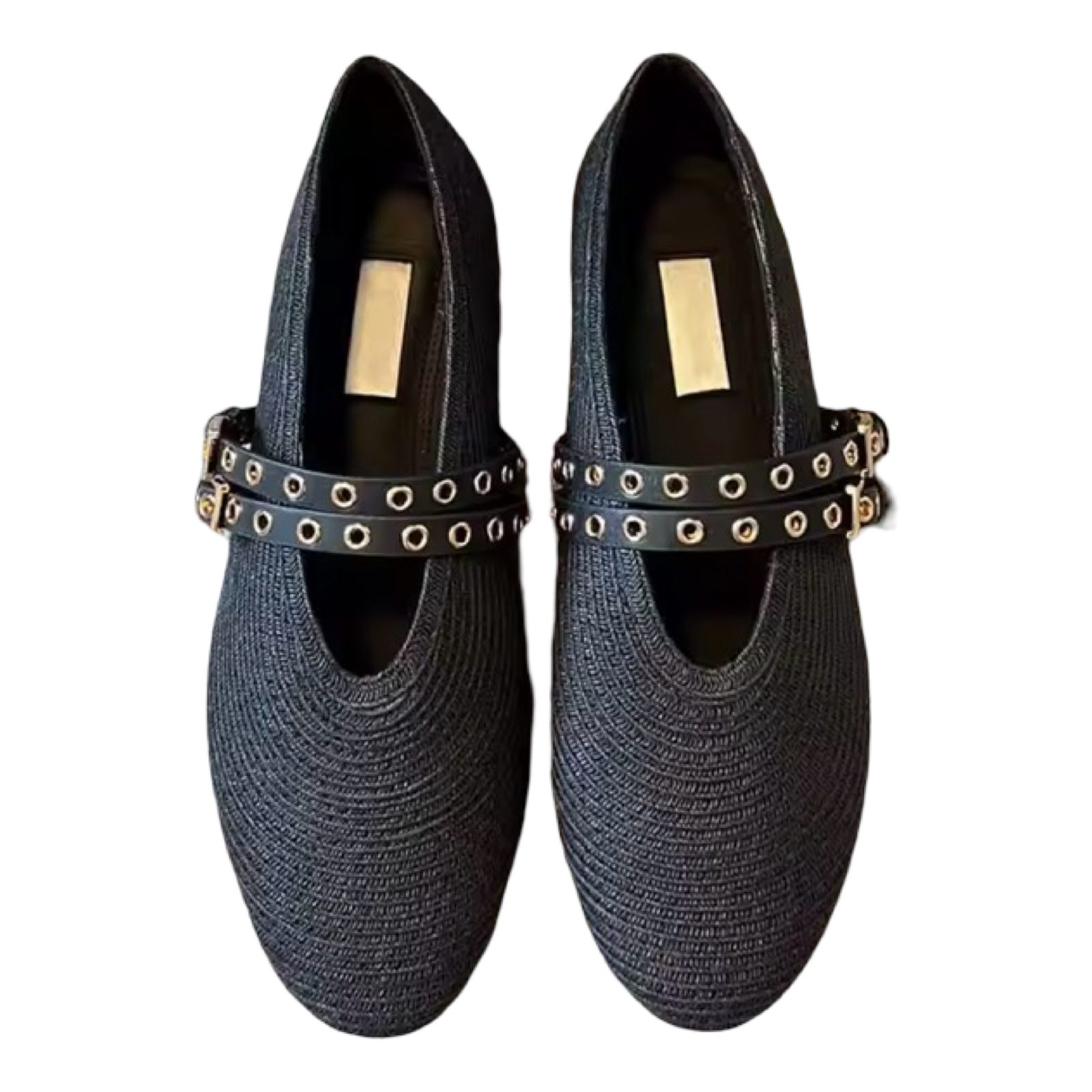 Raffia Mary Jane Ballet Flats with Double Buckle Leather Straps | L’LUXE Inspired Collection