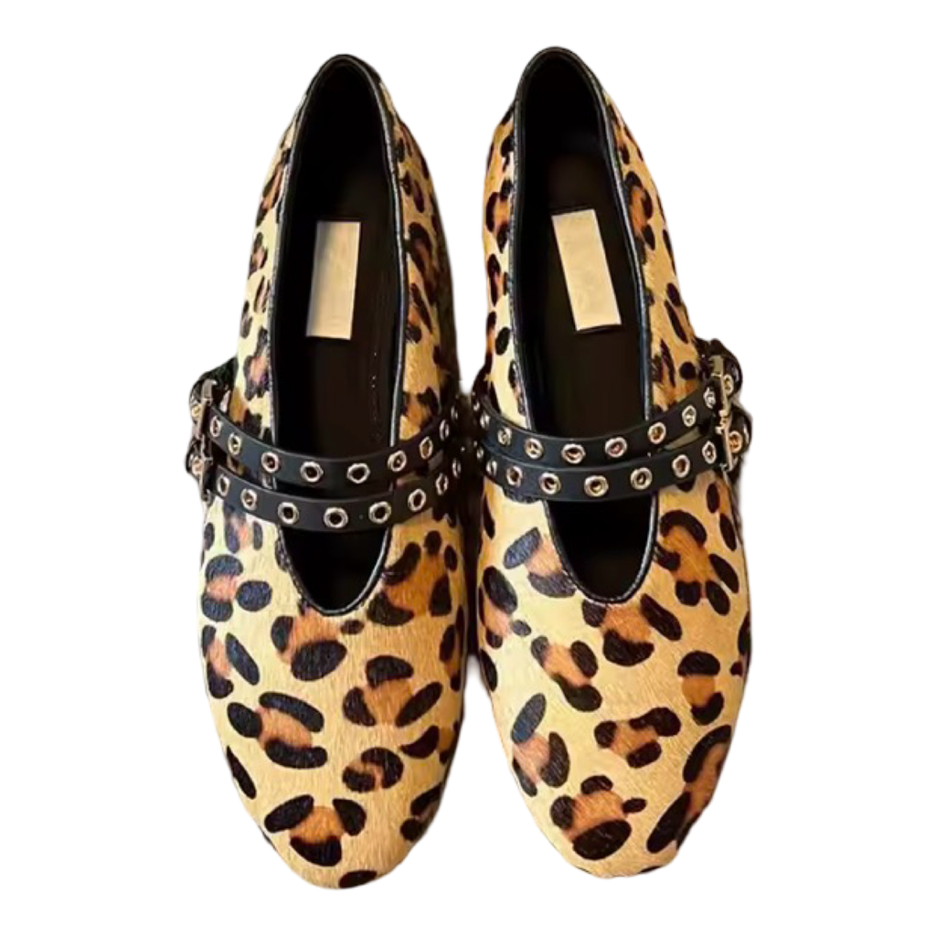Raffia Mary Jane Ballet Flats with Double Buckle Leather Straps | L’LUXE Inspired Collection