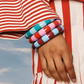 Color-Blocked Striped Resin Bangle Set