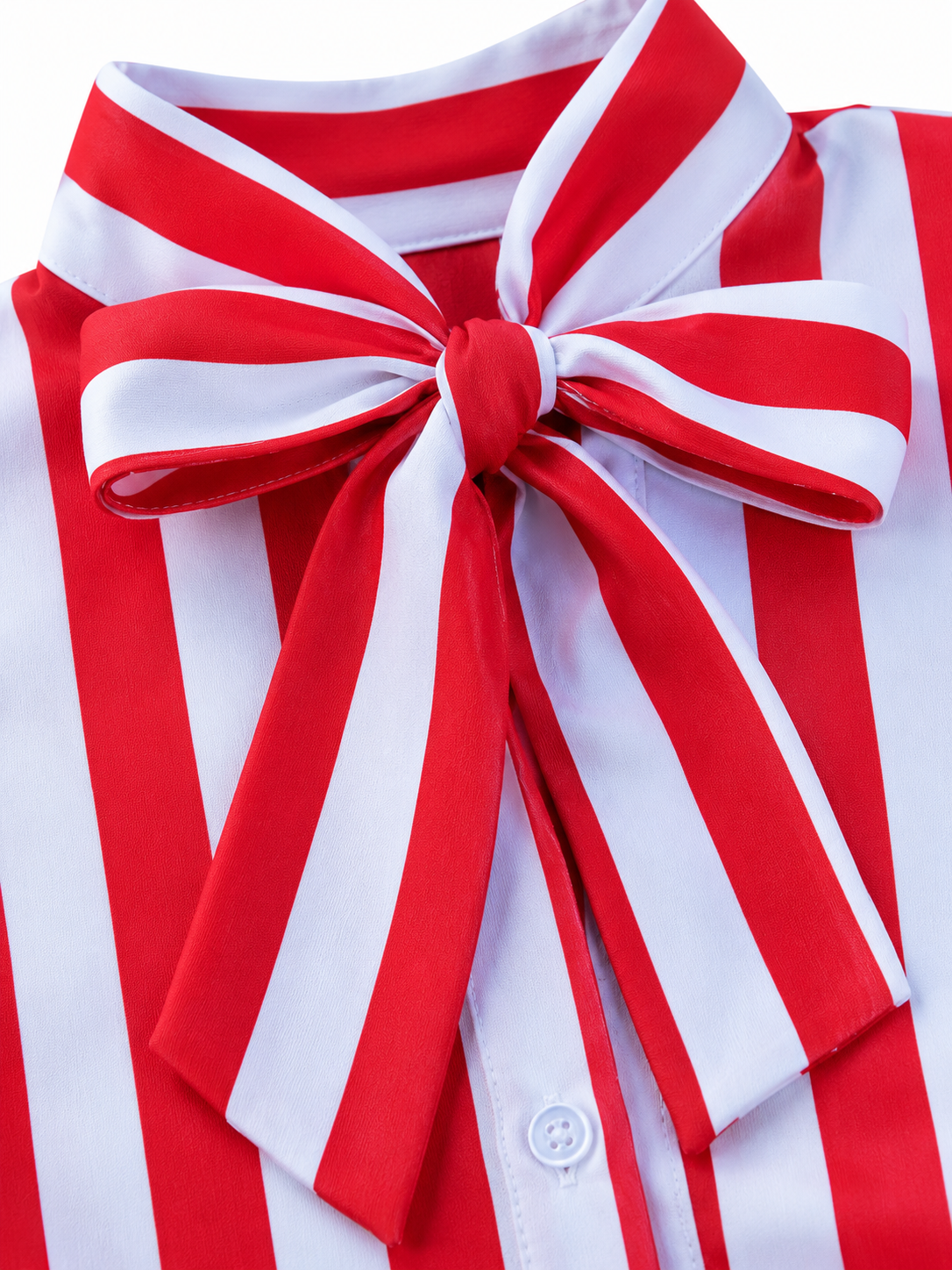 Red & Powder Blue Striped Matching Co-Ord Outfit – Bow-Neck Peplum Top & Midi Skirt