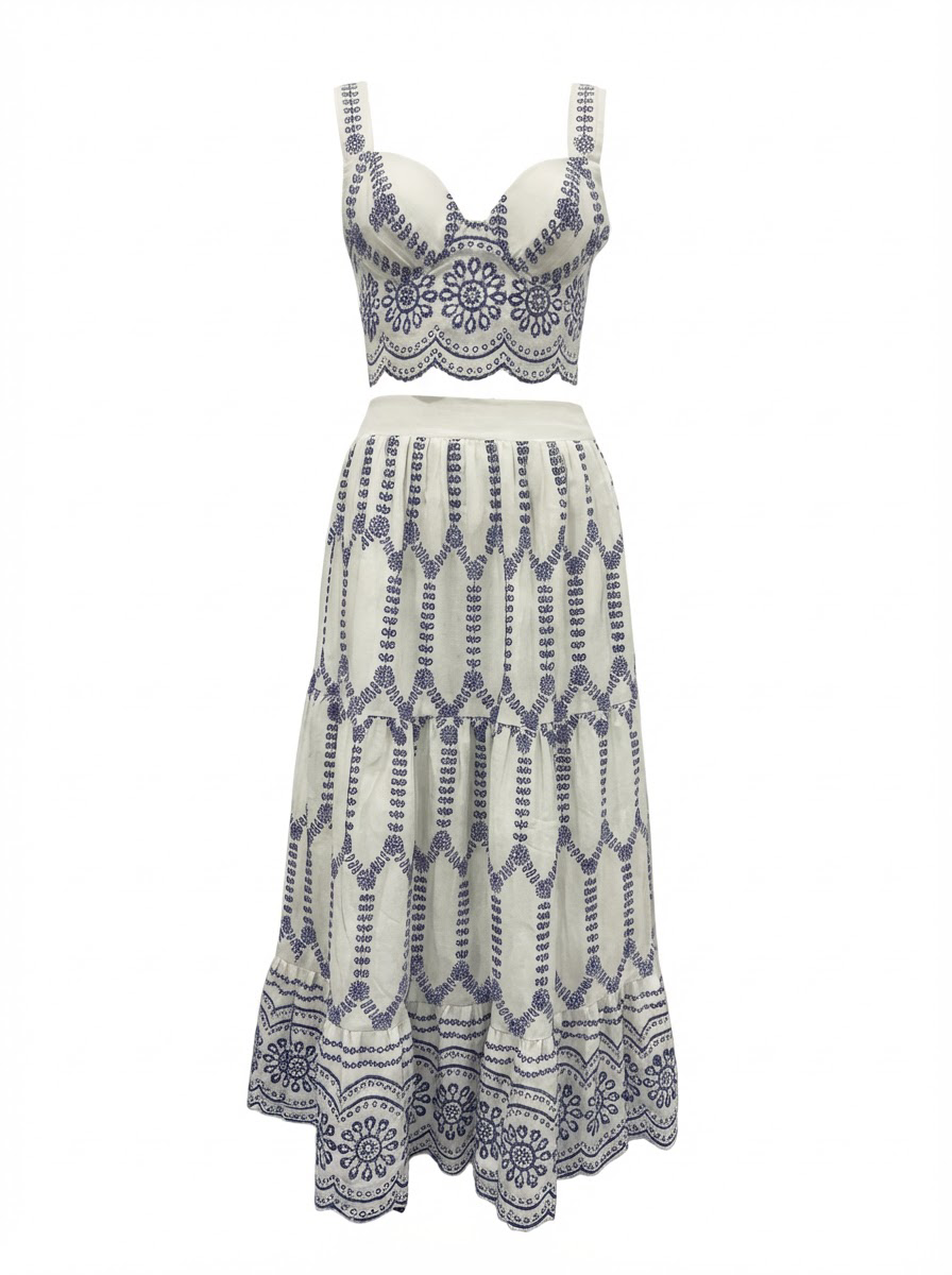 Boho Crop Top &  Maxi Skirt Set