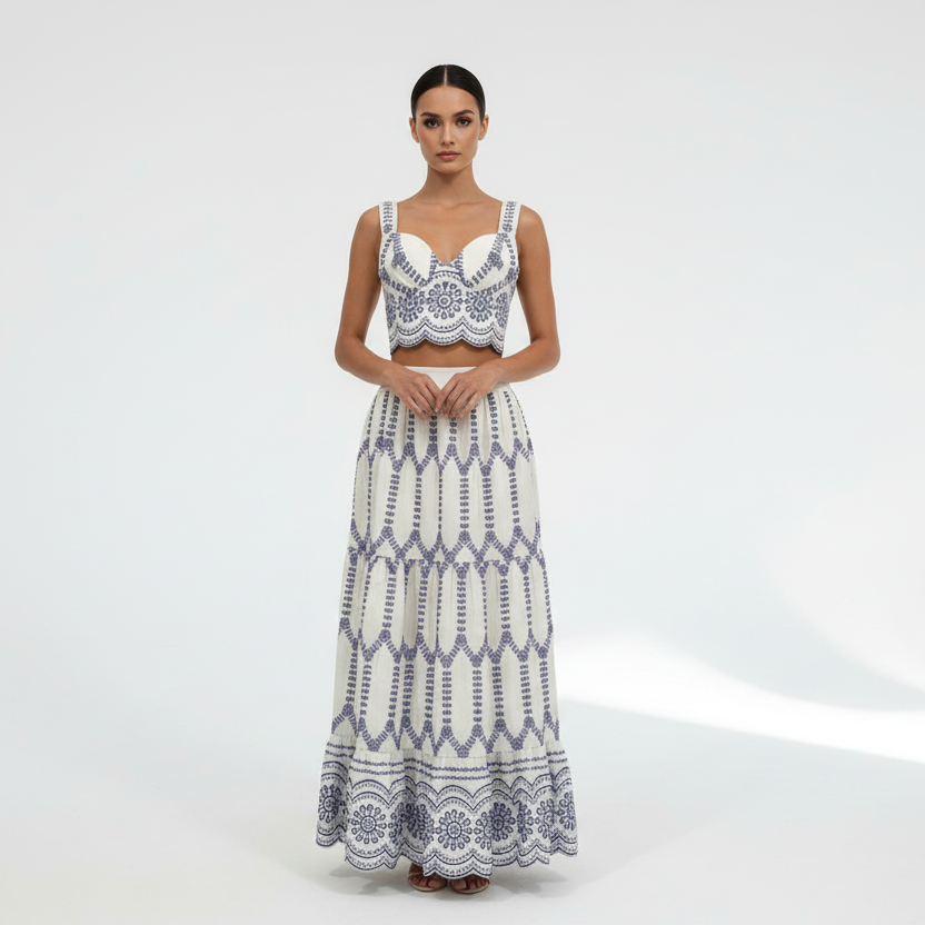 Boho Crop Top &  Maxi Skirt Set