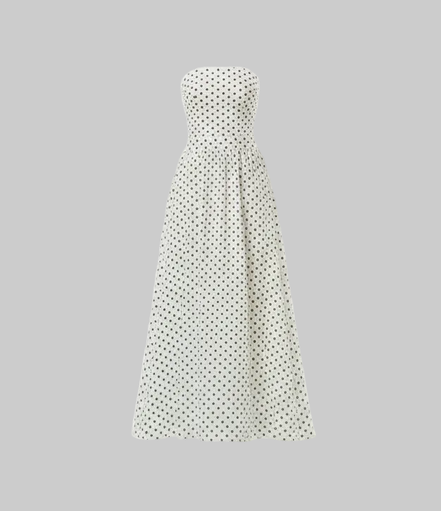 Strapless Polka Dot Maxi Dress