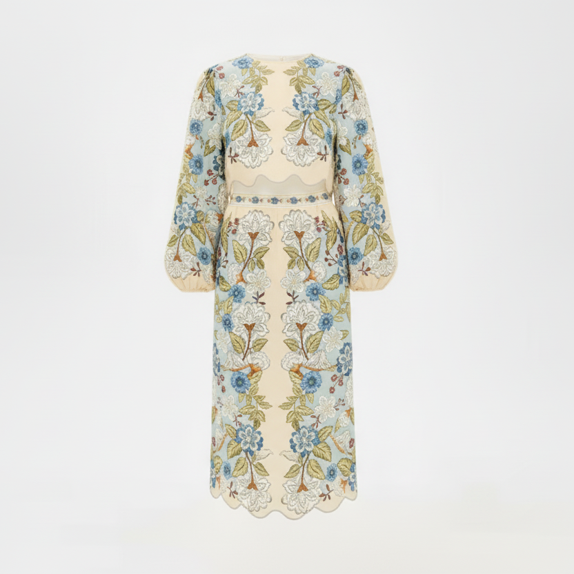 Refined Embroidered Floral Top & Skirt Set