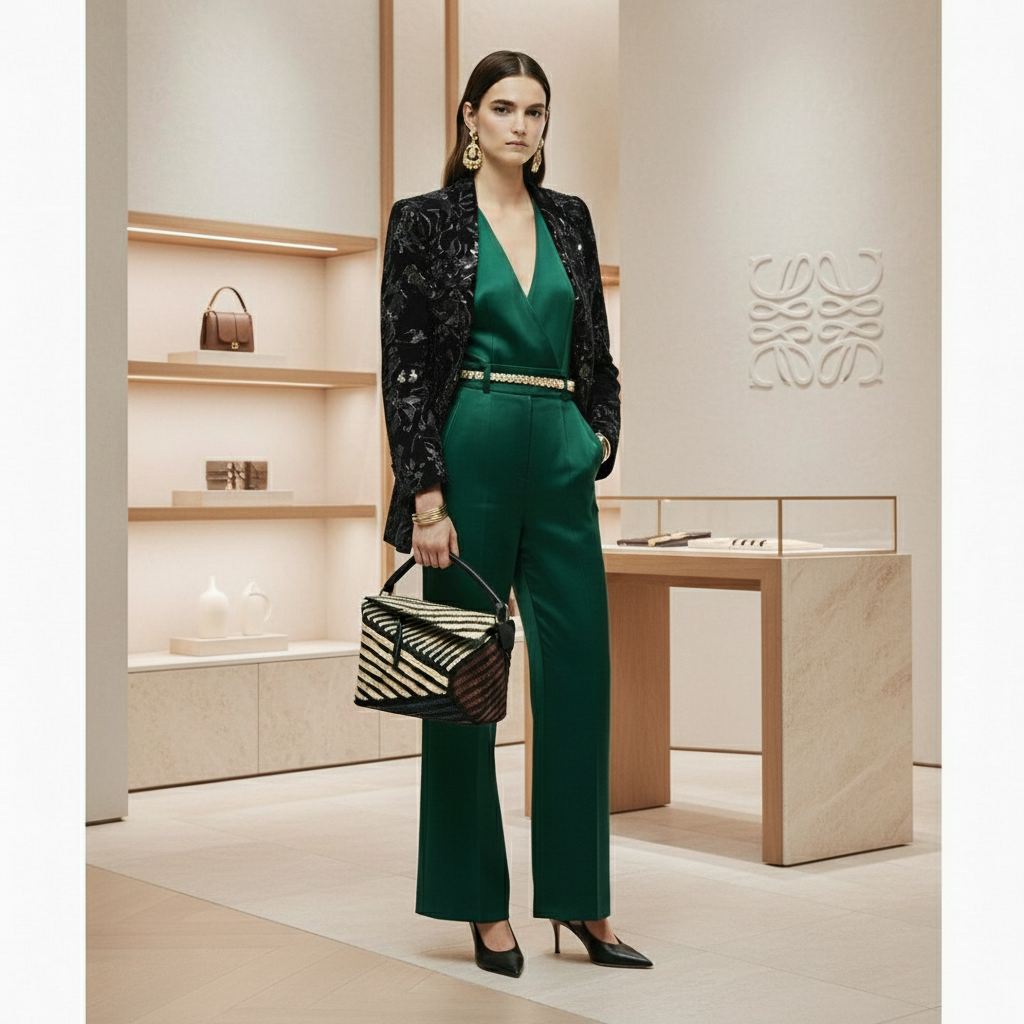 LOEWE                                                             Raffia Calfskin Puzzle Edge                            100% Authentic                                                     ✨ Previously Owned Excellent Condition ~16.15% off MSRP