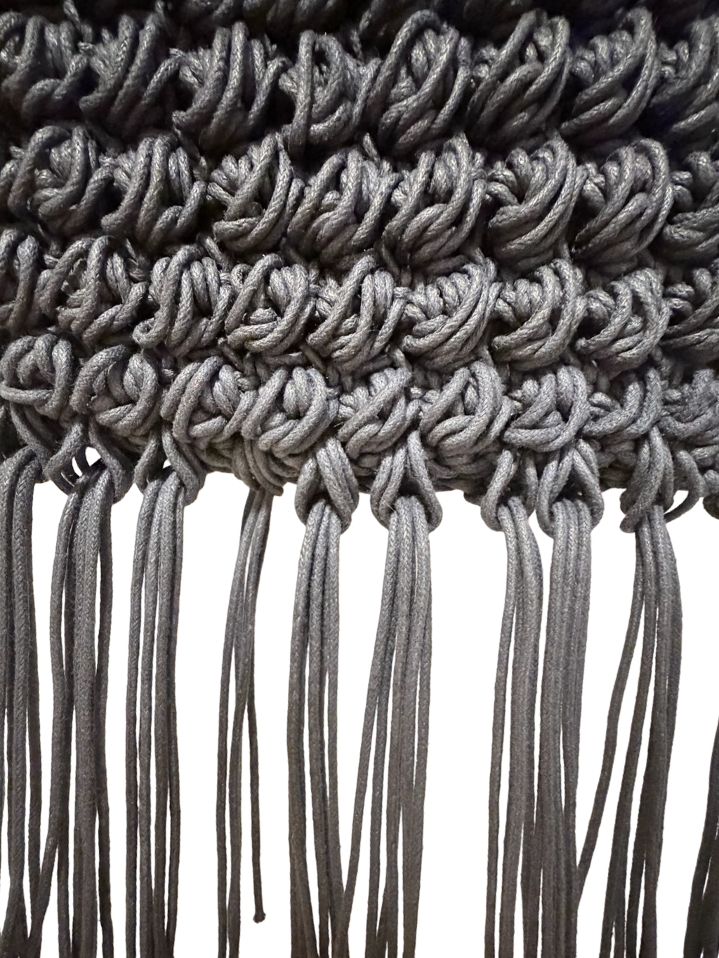 JW Anderson Fringe Popcorn Crochet Shopper Tote Bag – Navy -Authentic- Previously Owned