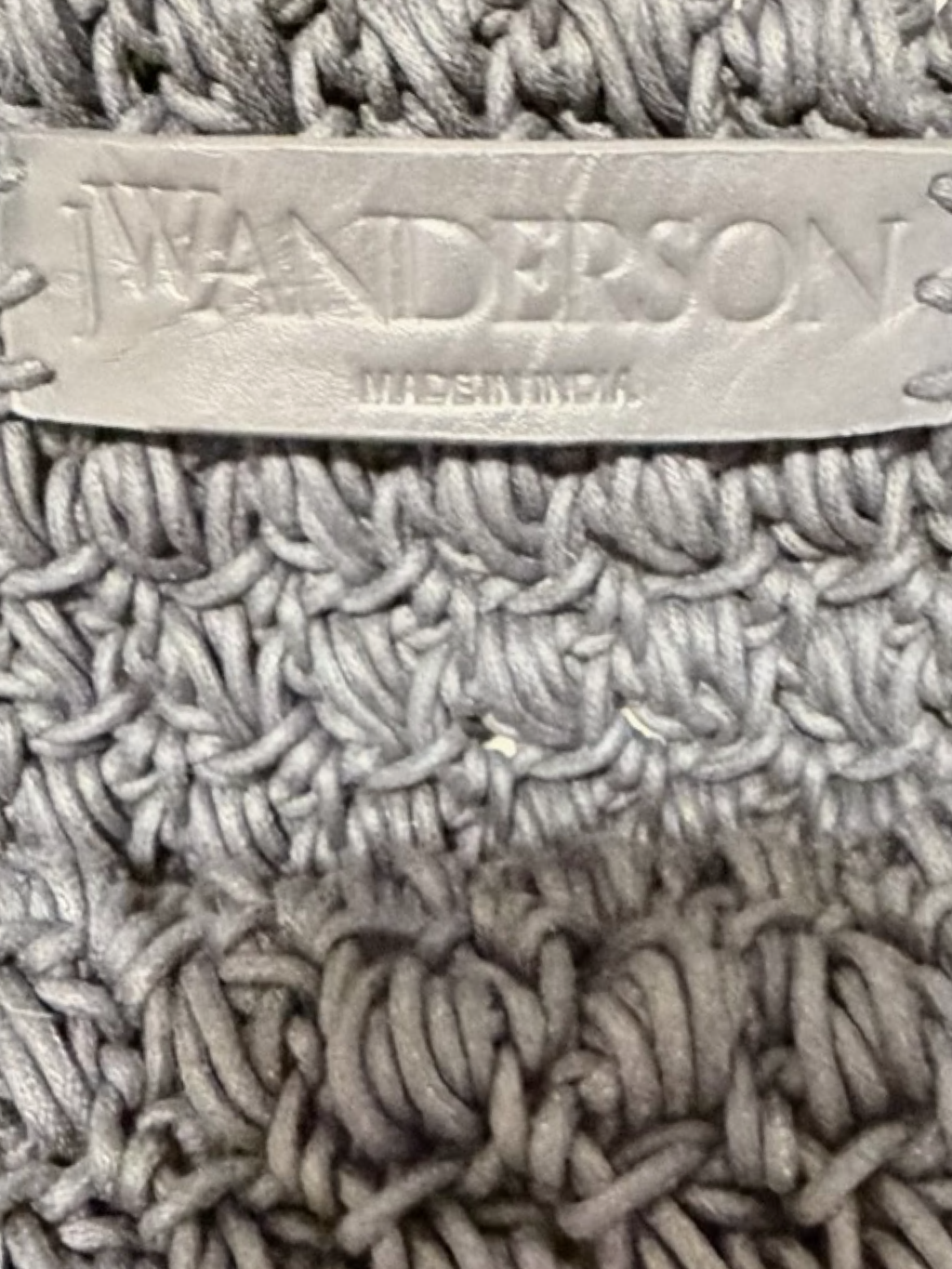 JW Anderson Fringe Popcorn Crochet Shopper Tote Bag – Navy -Authentic- Previously Owned