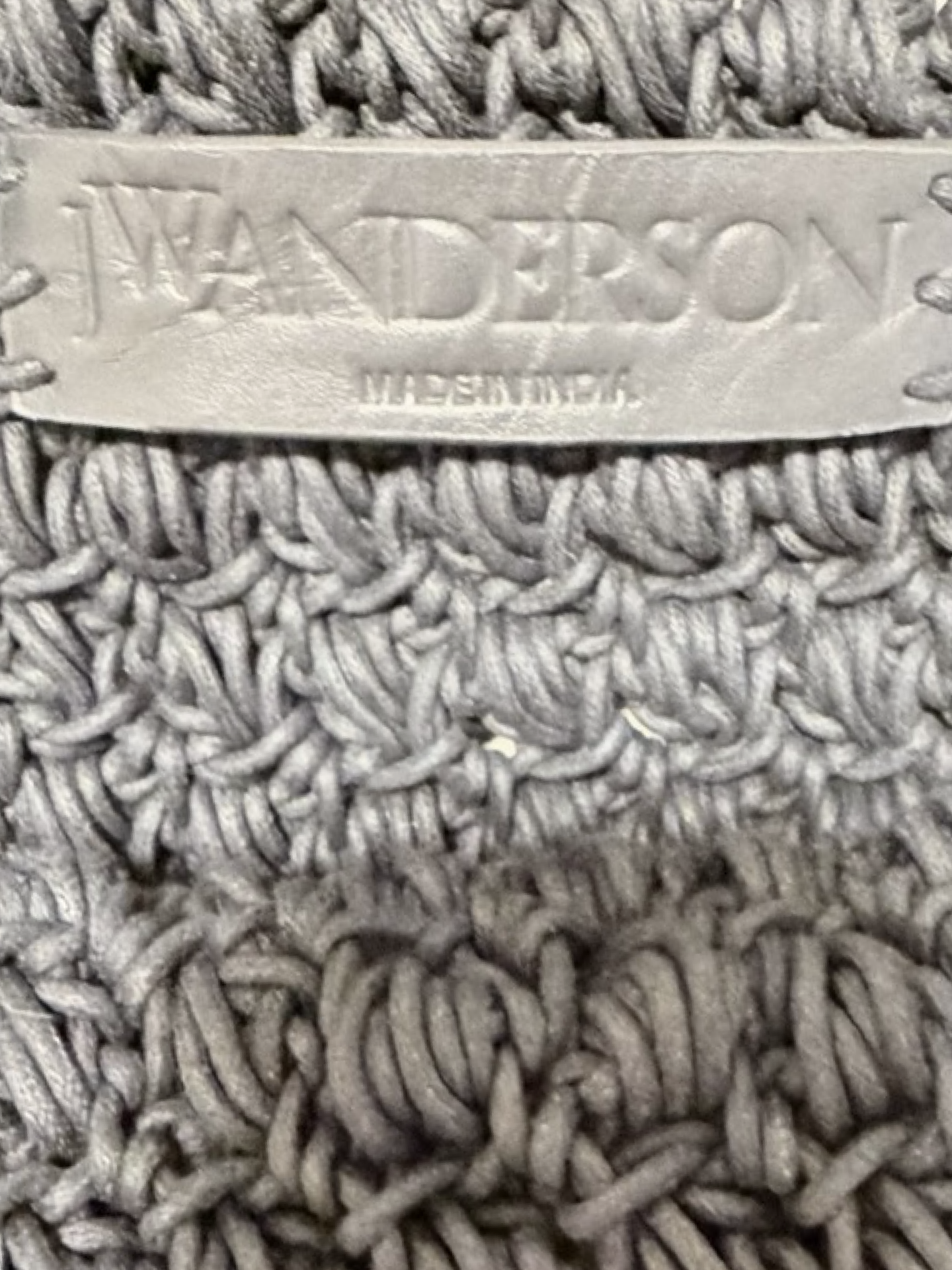 JW Anderson Fringe Popcorn Crochet Shopper Tote Bag – Navy -Authentic- Previously Owned