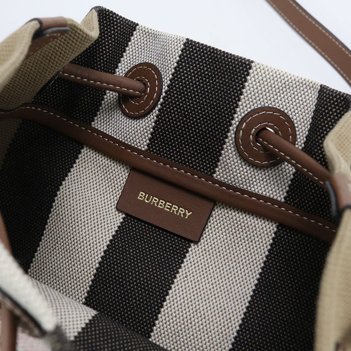 BURBERRY – Bucket Nova Check Diagonal Shoulder Bag – Brown Canvas Gold-Tone Hardware –