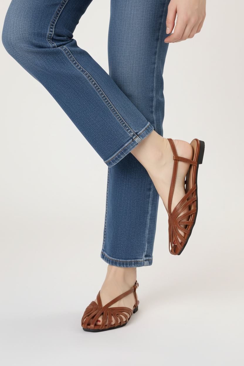 Caged Slingback Flat Sandals