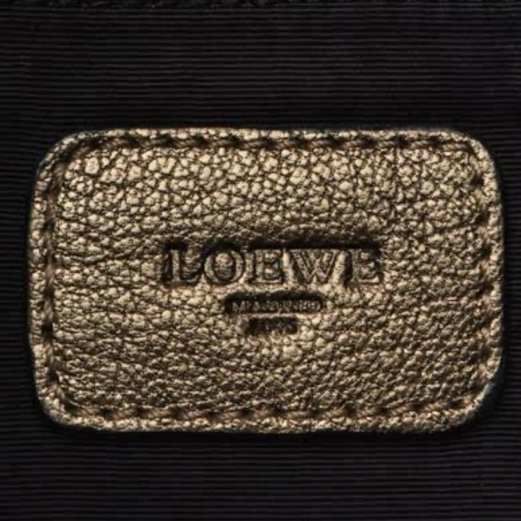 Loewe Anagram Lambskin Semi-Shoulder Bag Champagne Gold Authentic Previously Owned