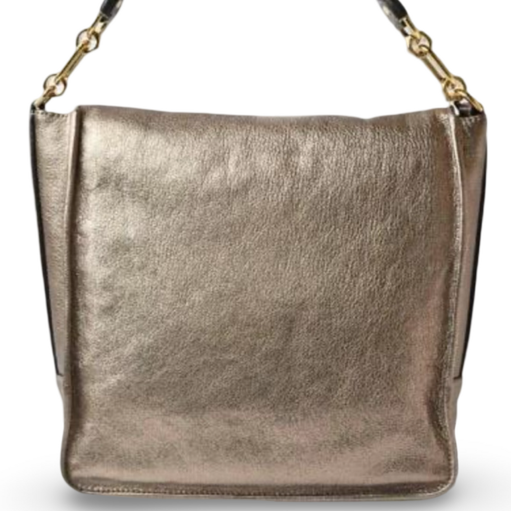 Loewe Anagram Lambskin Semi-Shoulder Bag Champagne Gold Authentic Previously Owned