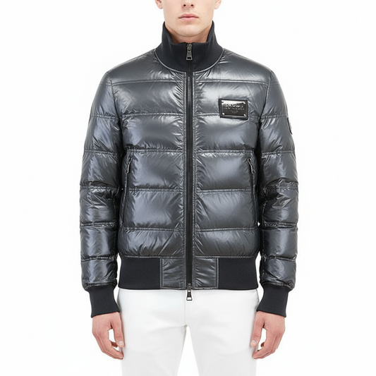 DOLCE & GABBANA – Gray Nylon Jacket – Men’s Size 46 – 100% Authentic ✨ Excellent Pre-Owned Condition ~27% Off MSRP