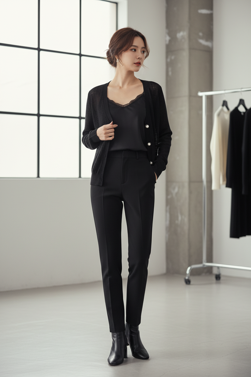 Silky Pearl Button Short Cardigan – Lightweight V-Neck Knit