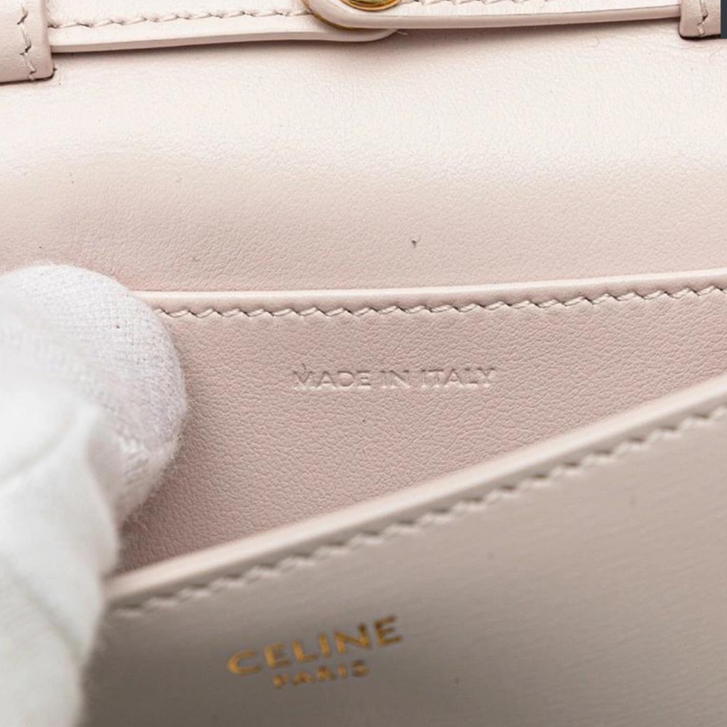 CELINE Triomphe Chain Shoulder Bag Pink Leather Authentic Previously Owned