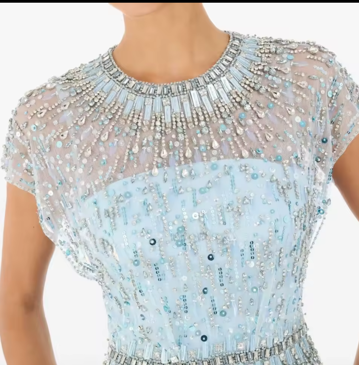 Crystal Beaded Floor-Length Evening Gown